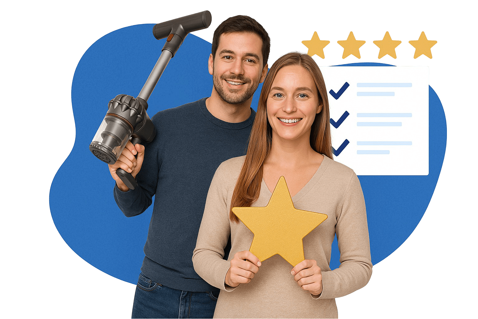 Pessoas segurando uma estrela de avaliação